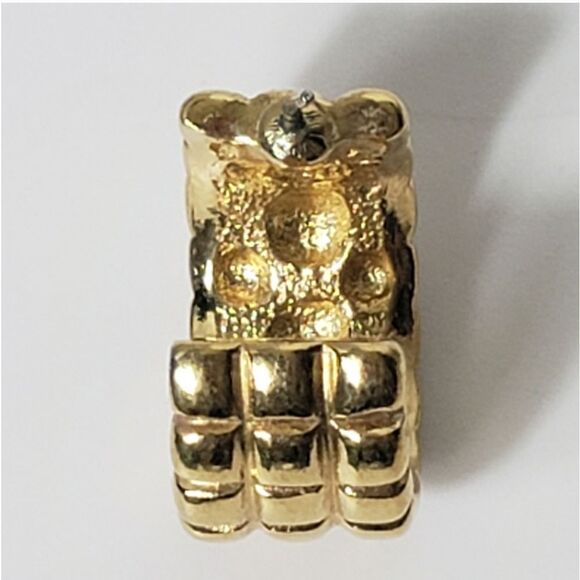 AVON Goldtone & Crystal Checkerboard Huggie Hoop Earrings - Picture 8 of 8